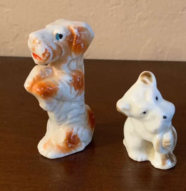 Lot 2 Miniature Vintage Scottish Dog Figurines - 1 7/8" to 2 3/4"