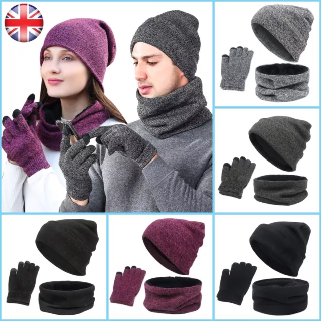 Winter Beanie Hat Scarf Gloves Set Warm Knit Skull Cap Neck Warmer for Men Women