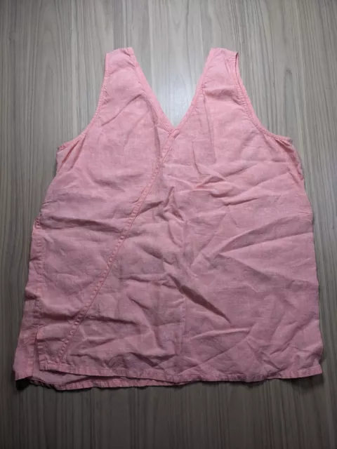 JONES NEW YORK Womens Medium 100% Linen Tank Shirt Top Blouse Pink