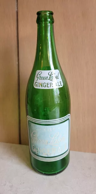 GREEN LABEL Ginger Ale 30 oz. Soda Bottle Kist Beverages Statford Ontario Canada