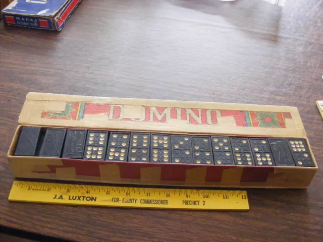 Vintage Wood Double Nine Old Airplane Dominoes