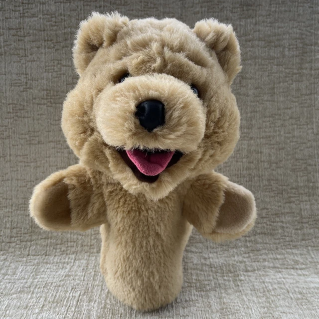 DOG HAND PUPPET by 24K Polar Puff Special Effects Light Brown Vintage