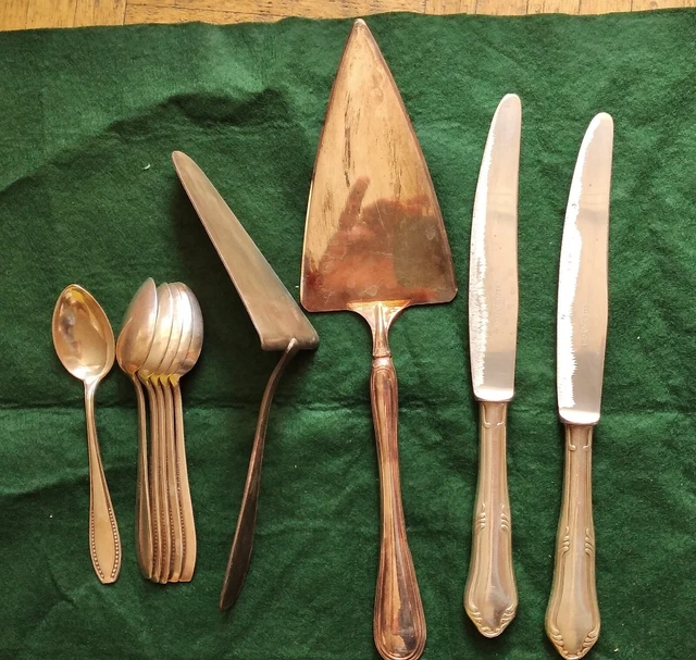Silberbesteck 6 Kaffeelöffel + 2 Tortenheber  + 2 Messer