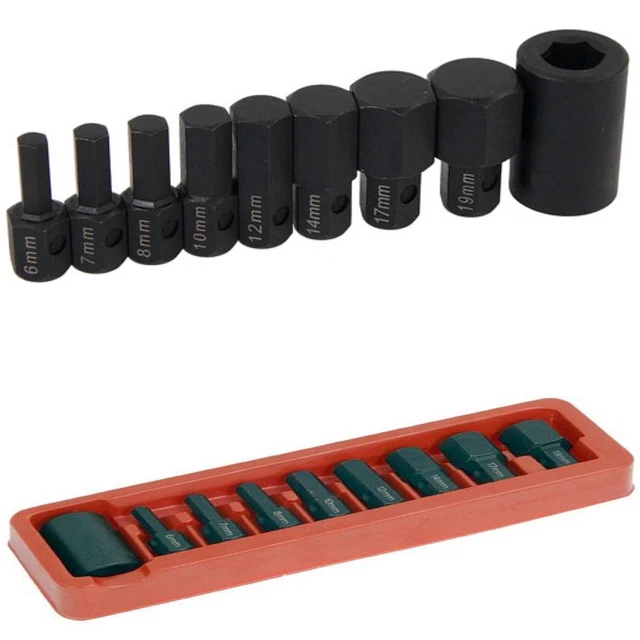 Impact Hex Bit Socket Set 1/2" Drive Hexagon Allen key 6mm - 19mm 9pc Tools