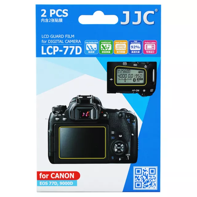 2PCS JJC LCD Guard Film Camera Display Screen Protector for CANON EOS 77D 9000D