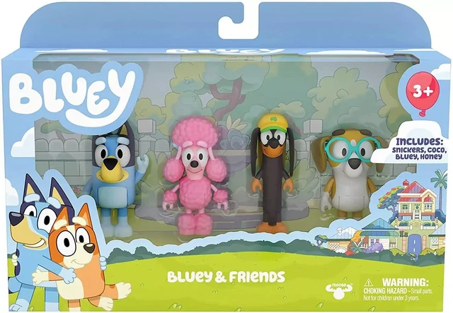 BLUEY FRIENDS Coco Snickers And Honey 4 Figure Pack Kids Toys BRAND 