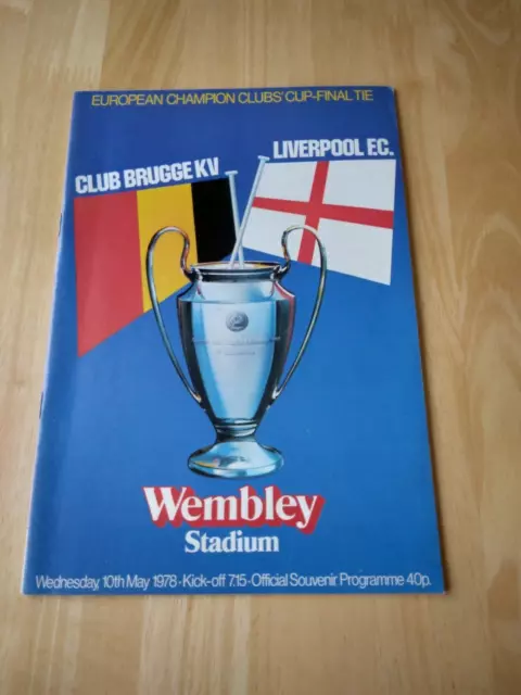 1978 European Champion Club Cup Final Club Brugge KV  v Liverpool FC Programme