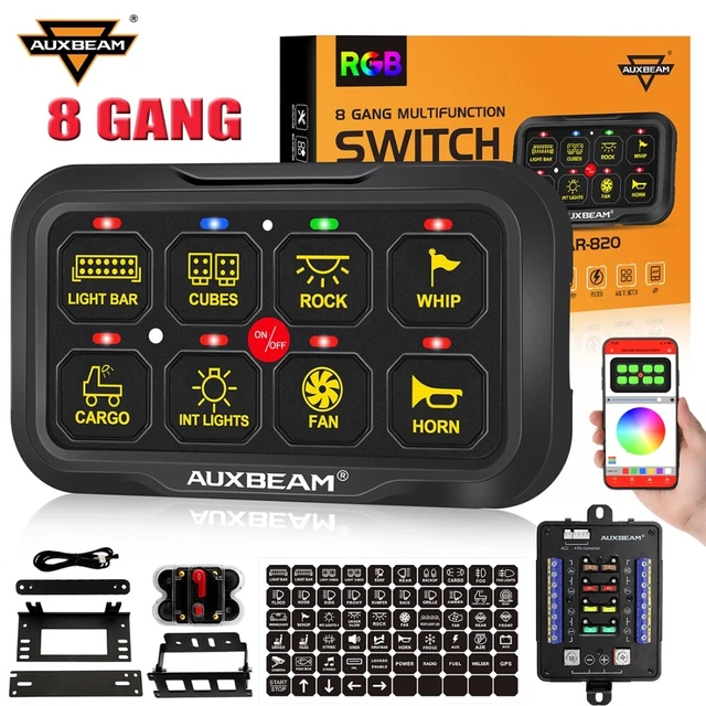 Main Switch Rgb AUXBEAM 12V/24V 8 Gang Switch Panel RGB Colorful For Off-road Truck SUV ...