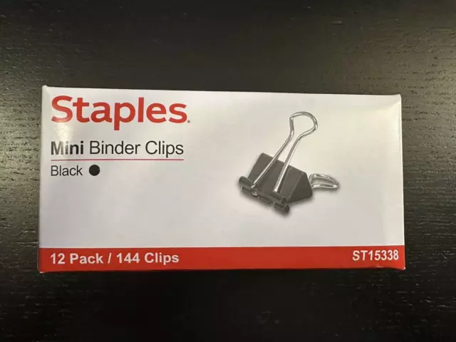 Staples 2 Binder Clips, Large, Black, 12/Pack (10669)