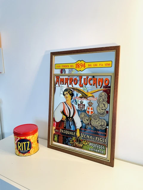 🔵 AMARO LUCANO specchio pubblicitario vintage anni 70