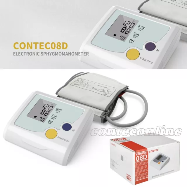 New CONTEC08D Big LCD Digital Arm Blood Pressure Monitor Hear Beat NIBP