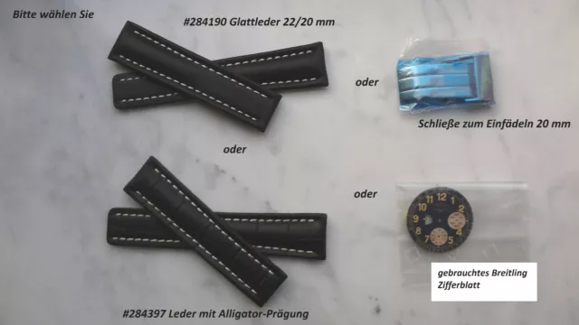 Breitling Zifferblatt oder neutrale Schließe zum Einfädeln 22 mm o. Lederband