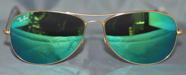 Ray Ban Cockpit Polished Gold Frames Green Mirrored Lenses RB3362 112/19