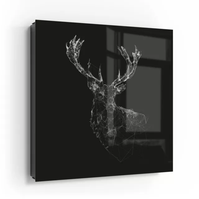 DEQORI Schlüsselkasten Glasfront 30x30 cm 'Digitalisierter Hirsch' Box modern