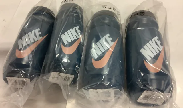 (QTY 4) Nike Squeeze BIG MOUTH BIDON 2.0 650 ML 22OZ Blue Water Bottle MSRP $32