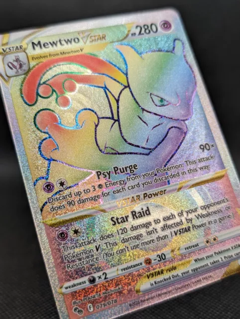  Mewtwo Vstar 079/078 - Pokemon Go - Secret Rare - Rainbow Card  : Toys & Games