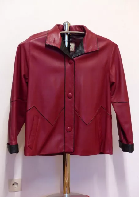 Damen-Lederjacke, Echtleder, rot, Größe 38-40