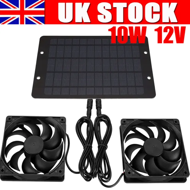 Solar Exhaust Fan Solar Panel Powered 10W 12V 2m Cable Fan For Dog Chicken House