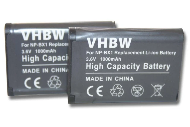 2 Batteries pour Sony Cybershot DSC-HX350, DSC-HX400, DSC-HX400V 1000mAh