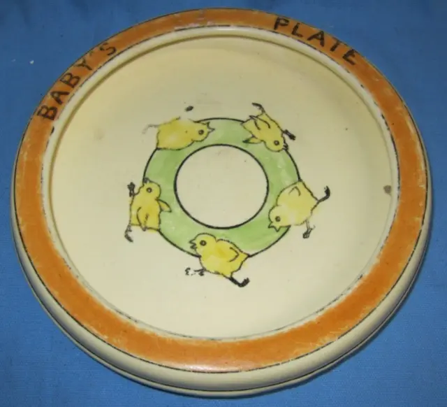 Roseville Pottery Baby's Plate .. chicks design