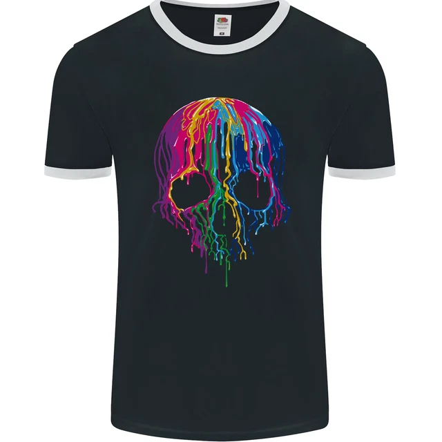 T-shirt da uomo Melting Skull Biker moto gotica foto