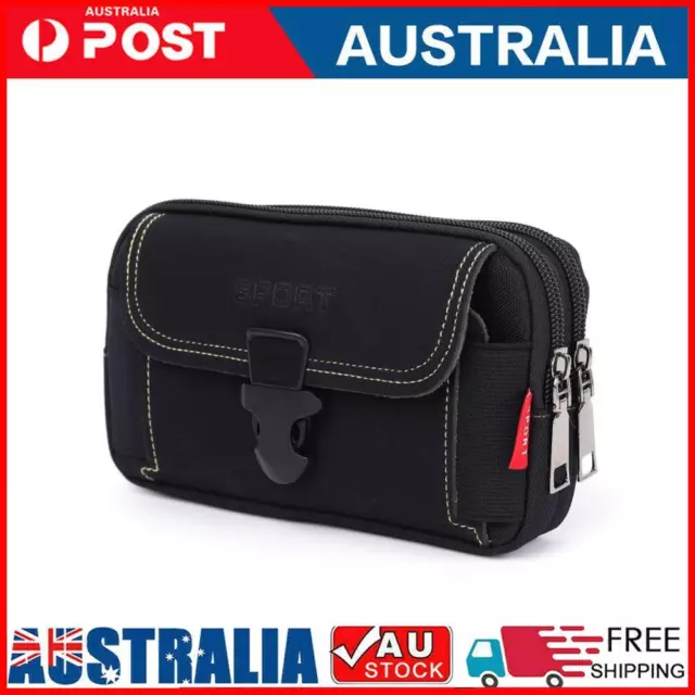 20pcs Men Canvas Waist Bag Phone Purse Zipper Belt Bum Pouch(Style 2 Black)