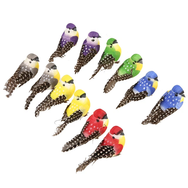 LT Simulated Bird 12Pcs Colorful Handmade Artificial Simulated Bird Home Garden