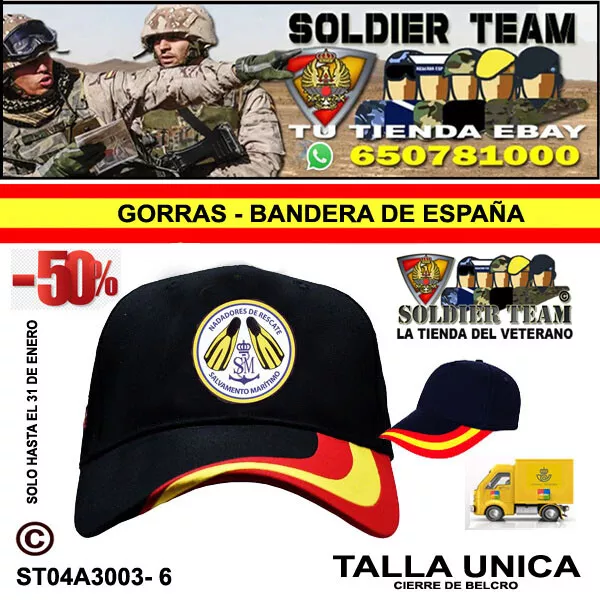 Salvamento Maritimo: Gorra Bandera - Nadadores Rescate - Talla Unica