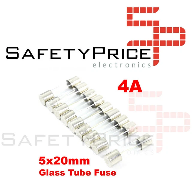 5X Fusible en verre rapide 5X20 mm 4A 250V. Pack de 5 Fusibles Cristal SP