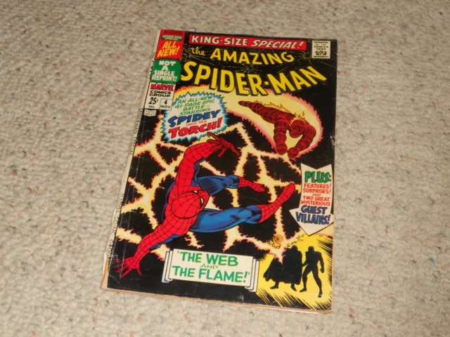 1967 Amazing Spider-Man Marvel King-Size Comic Book #4 - THE WEB AND THE FLAME!!
