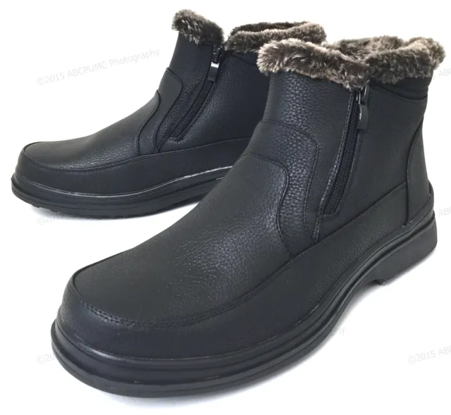 Brand New Men's Winter Boots Fur Lined Dual Side Zipper Ankle Warm Snow Shoes