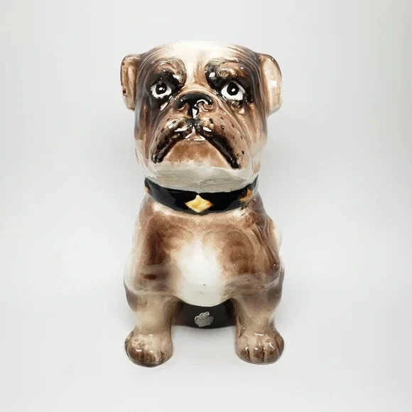 Vintage Napco Ceramic Bulldog Coin Bank