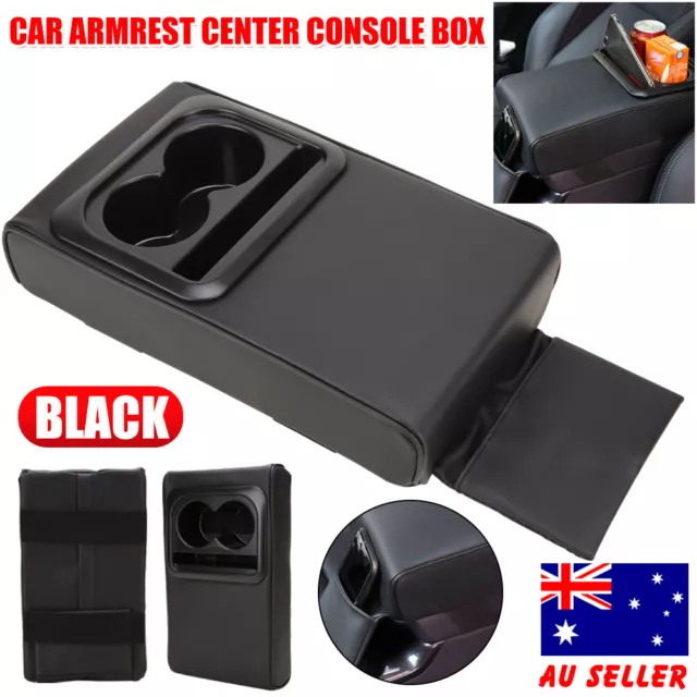 Car Armrest Center Console Boxes PU Leather Cup Holder Universal Bracket SUV RV