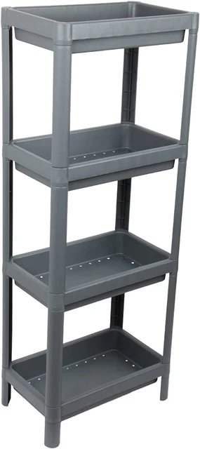 Unidad de estantería de baño independiente de plástico Jolie Max 4 niveles soporte de baño pequeño.