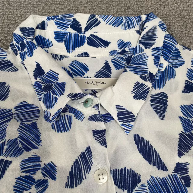PAUL SMITH Womens Shirt Medium 40 Blue White Long Sleeve Button Up Viscose
