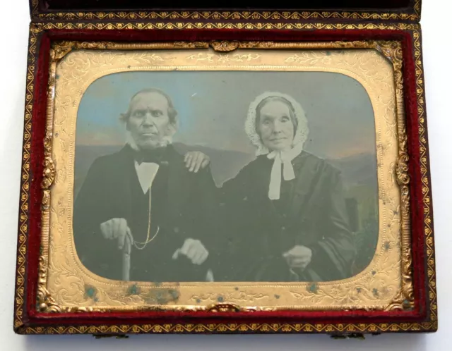 AMBROTYPE, portrait, couple, quaker ? daguerreotype, photographie ancienne .