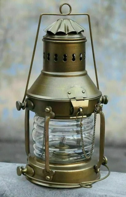 Lámpara de aceite colgante antigua, luz de barco de latón marino náutico,...