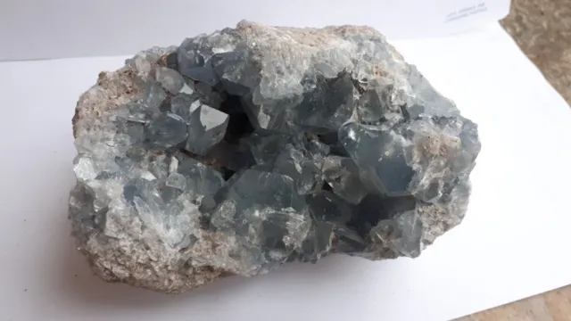 cristalloterapia GEODE CELESTITE GRANDE RARO minerale grezzo drusa roccia chakra