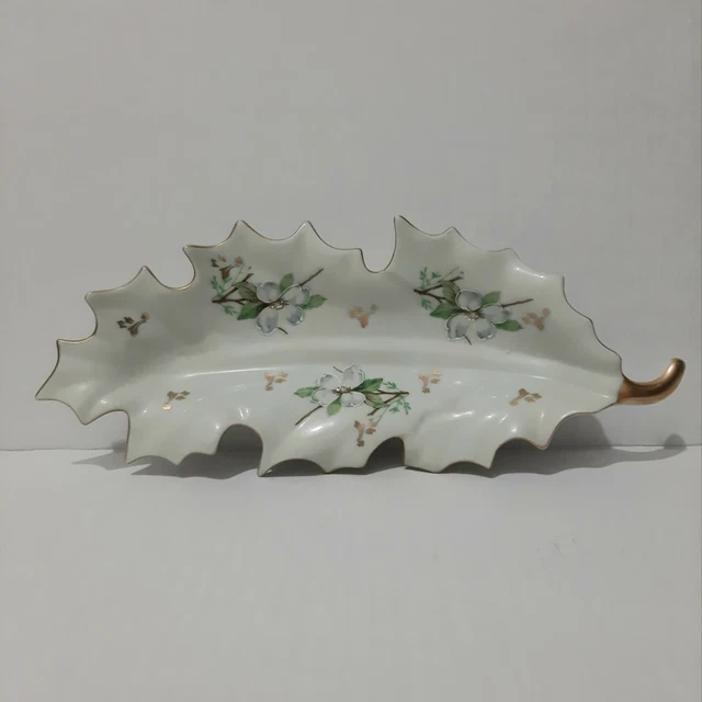Vintage Andrea By Sadek Leaf Shaped Floral Flowers Trinket Jewelry Dish