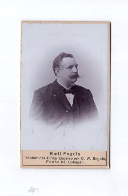 CDV Foto Herrenportrait / Emil Engels aus Foche bei Solingen 1890er