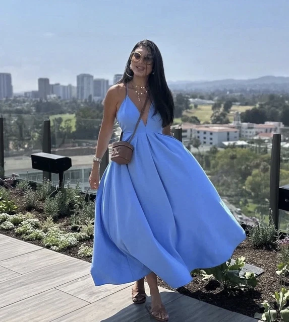 sky blue dress zara ZARA WOMAN FW22 SKY BLUE RHINESTONE MESH DRESS ALL SIZES REF: 2855/204