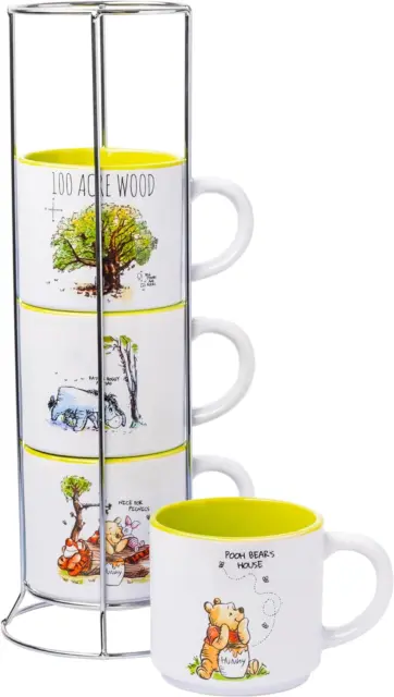 Winnie the Pooh 100 Acre Wood Destination 4-Pack Ceramic Mug Stack, 10-Ounces