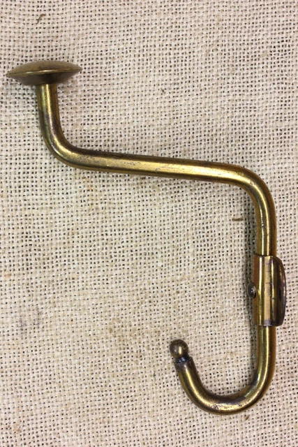 Old Coat Hook Cothes Tree Vintage 1950’s Brass Color Steel 5 1/2” rustic 2