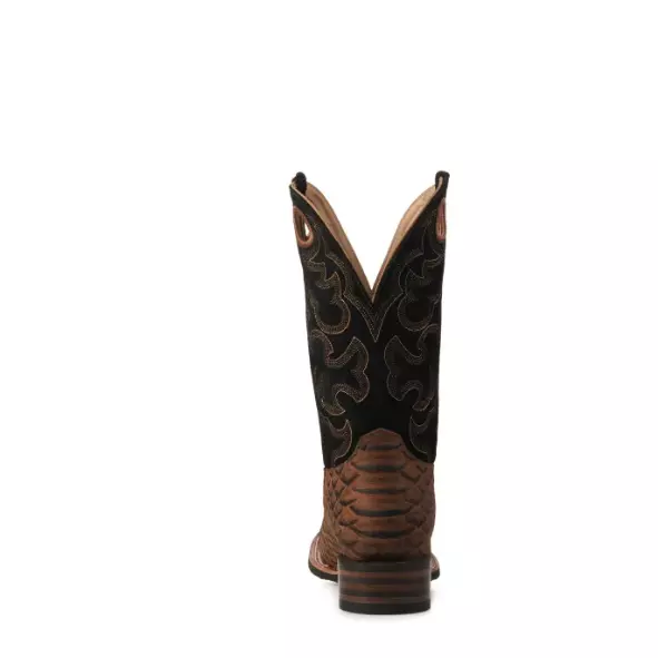 MEN'S CAMEL JUMBO Python Leather Black Suede Cowboy Boots $90.00 - PicClick