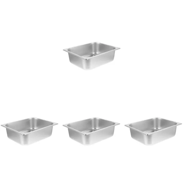 4pcs Deep Food Serving Pan Stainless Steel Catering Food Pan Large Capacity