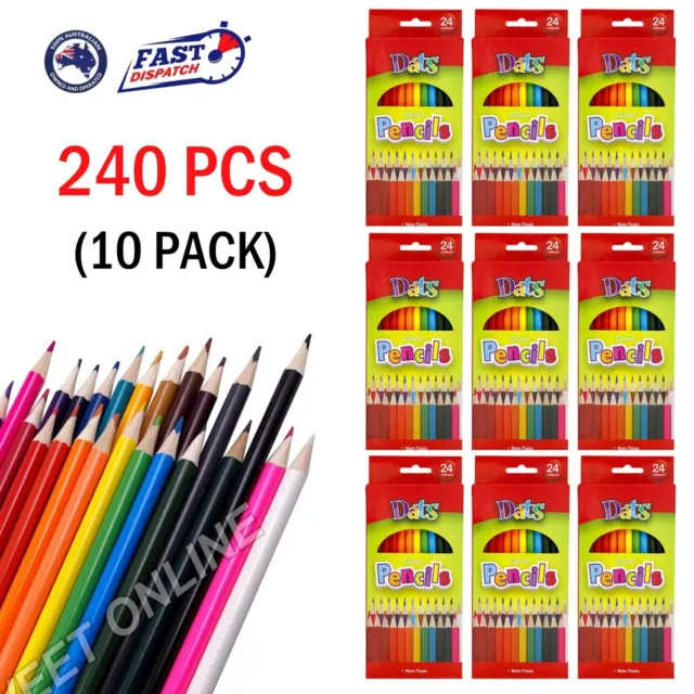 10pk Colouring Pencils Set 240pcs Smooth Lead Sketch Colour Drawing Kids Gift AU