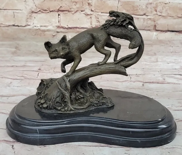 Bronze Sculpture Mignon Vienne Fox Œuvre Main Crafted Domestique Cabine Solde