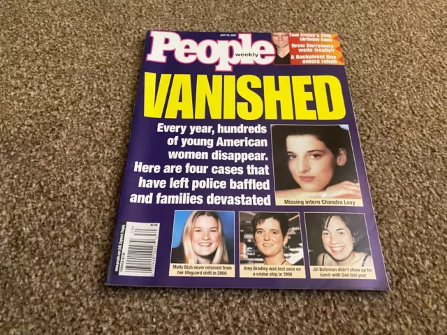 People Magazine 23/7/2001 Chandra Levy. Amy Bradley. Jill Behrman Drew Barrymore