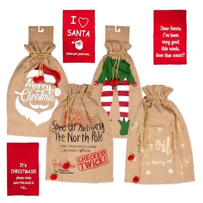 ATopoler Vintage Regalo di Natale Sacchetti di Santa Tela di Iuta Iuta Xmas Gift Bags DIY Personalizzato Santa Stoccaggio Sacco Presente #2 50x70cm 