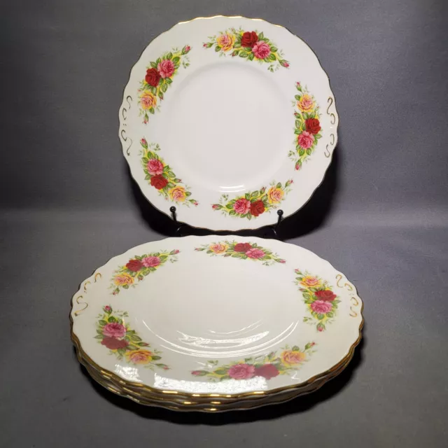 4x Pretty Royal Vale ROSES Cake Biscuit Dinner Plates 9"